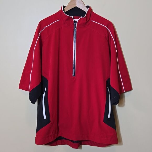 Footjoy FJ Dryjoys Golf 1/4 Zip Pullover Wind Jacket Mens L Short Sleeve - Picture 15 of 16